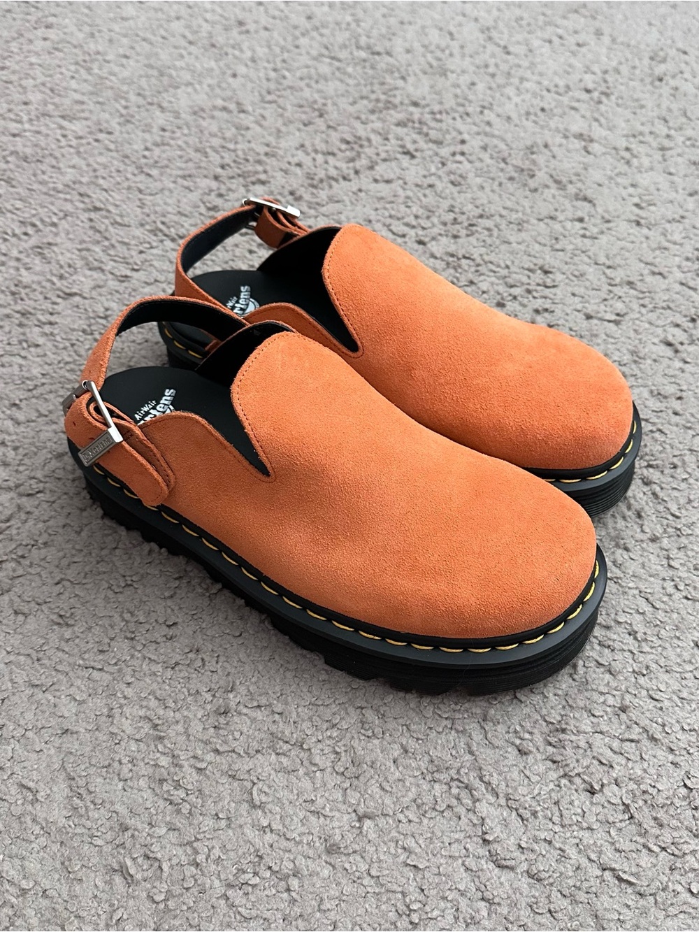 Dr. Martens Zebzag Mule Orange Suede Slingback Platform 11 Womens 10 Mens